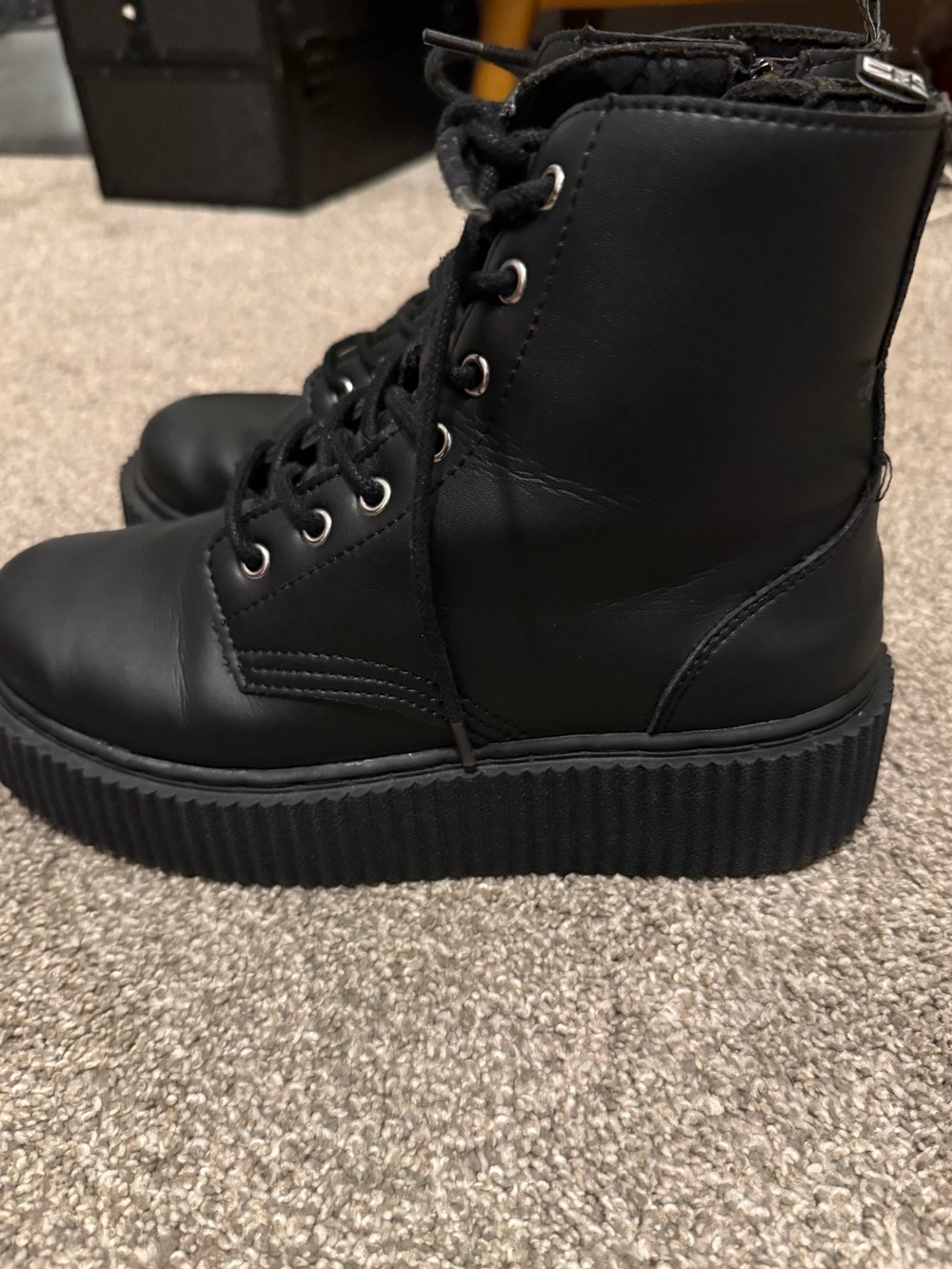 T.U.K. Black Platform Lace-Up Creeper Boot